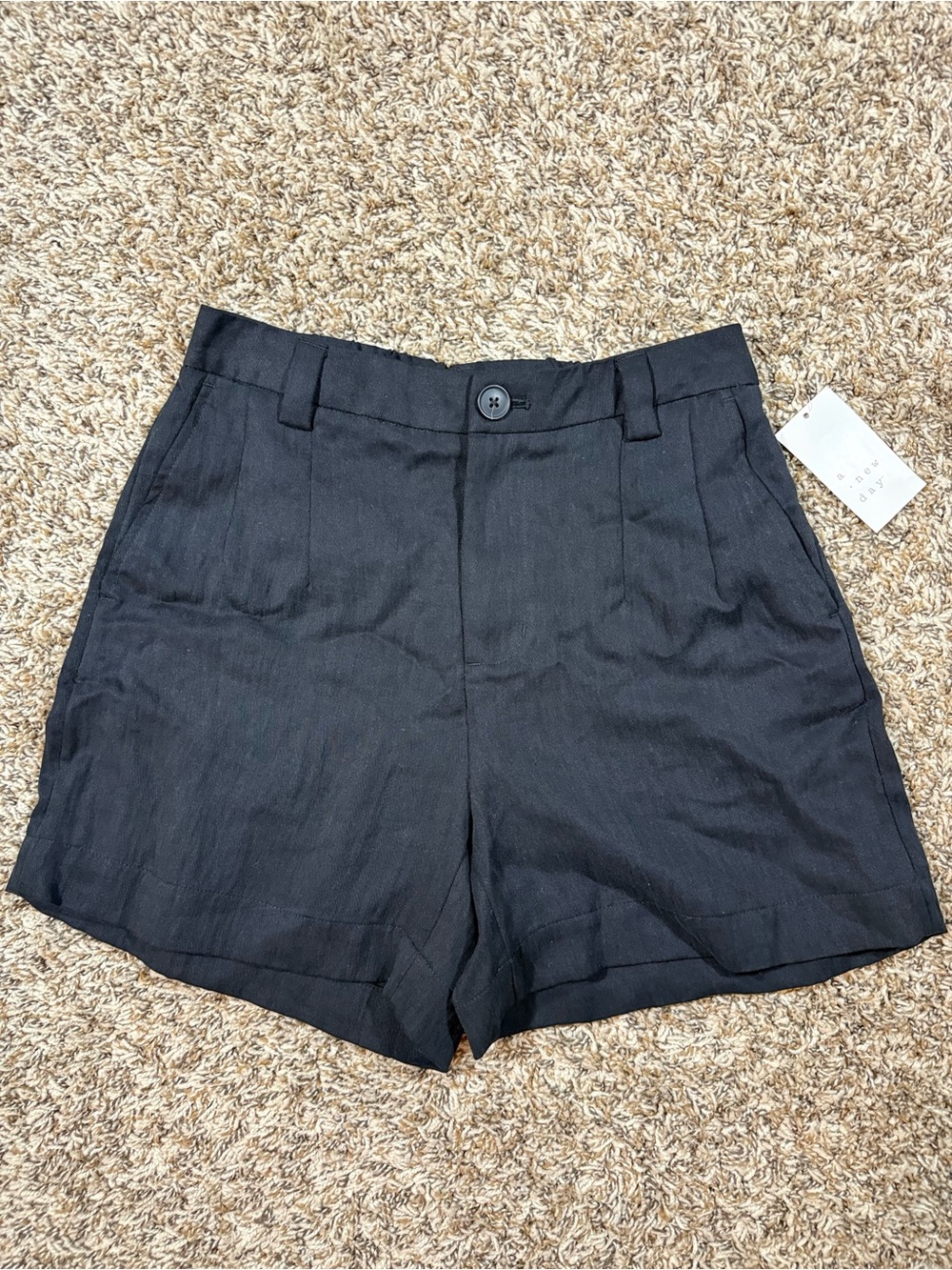a new day Black Tailored Front-Pleat Shorts